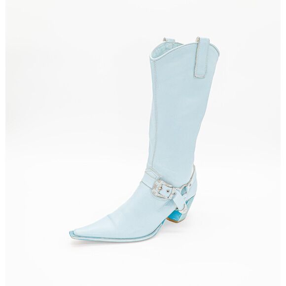 Vintage Western Leather Boots EU 38 Cowboy Boots Mid Calf Pointed Toe - Picture 4 of 8